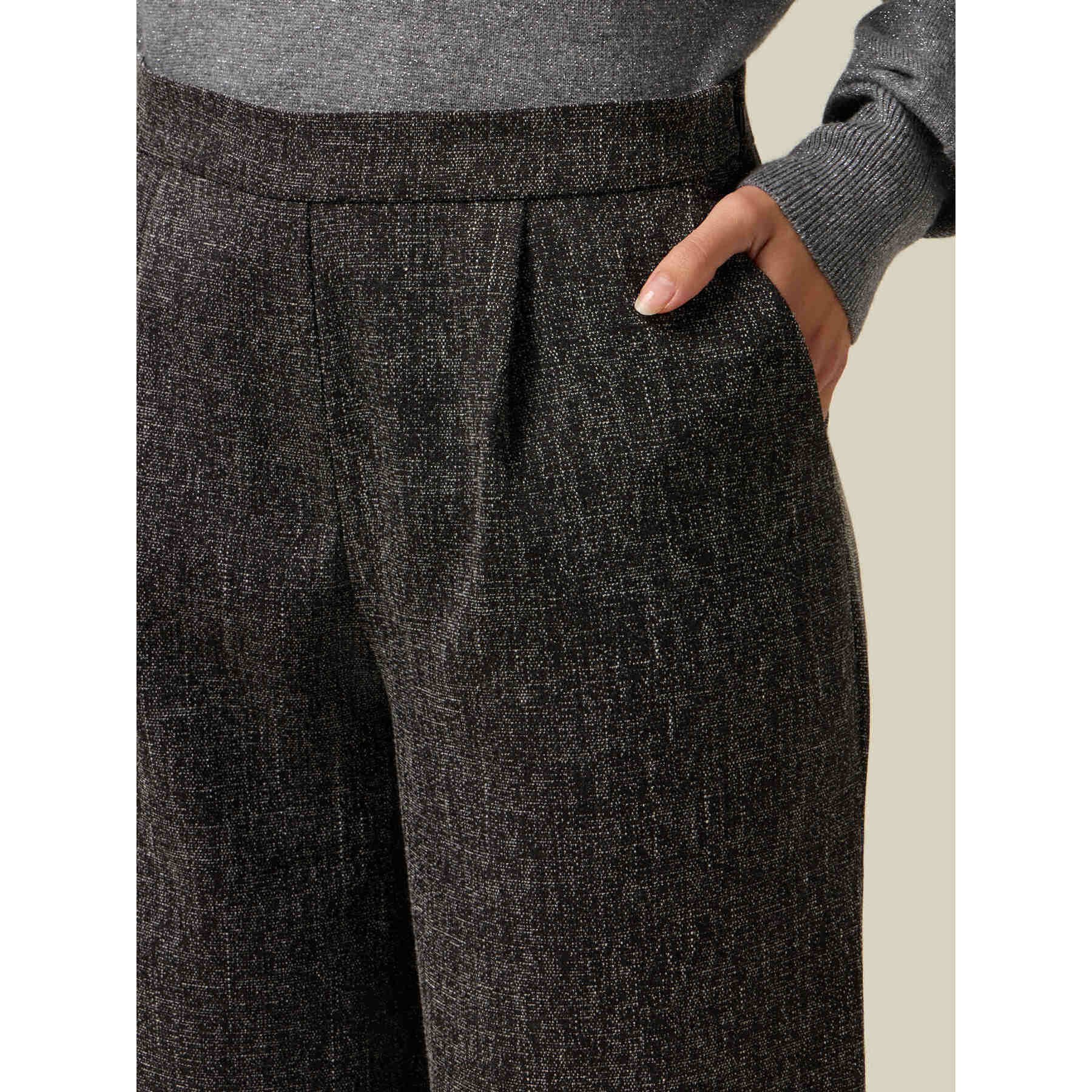 Oltre - Pantalones palazzo mezcla viscosa - Gris