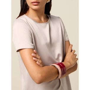 Oltre - T-shirt bimaterica - Beige