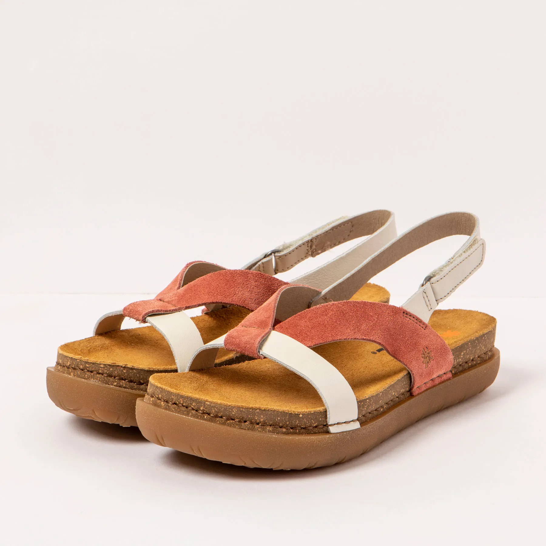 Sandalias 1718 NAPPA-SILK SUEDE CREAM-FRAMBUESA /RHODES color Cream-frambuesa