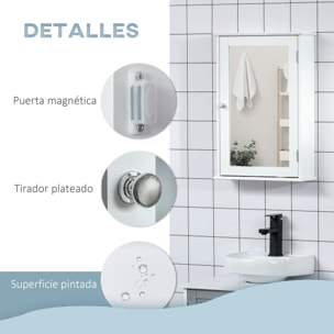 Armario de Baño con Espejo Armario con Espejo para Baño con 1 Estente de Almacenamiento Mueble para Baño Estilo Moderno 41x14x60 cm Blanco