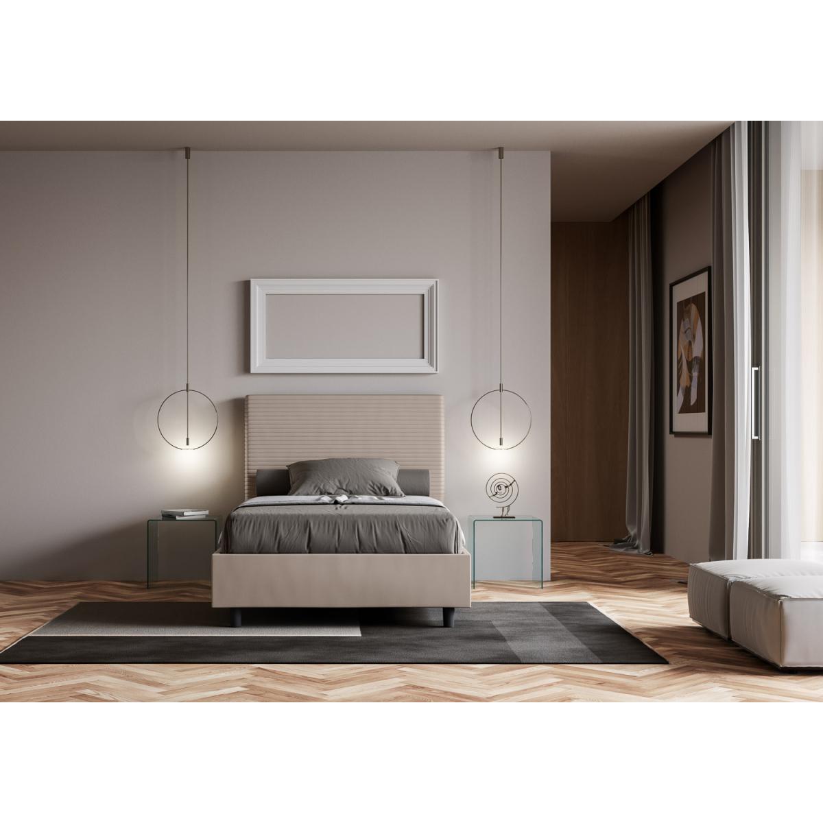 Cama sin somier acolchada 120x210 cuero sintético gris paloma Focus