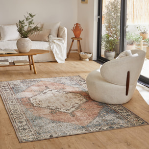 Carry - tapis d'orient style vintage lavable en machine à 30°c, multicolore