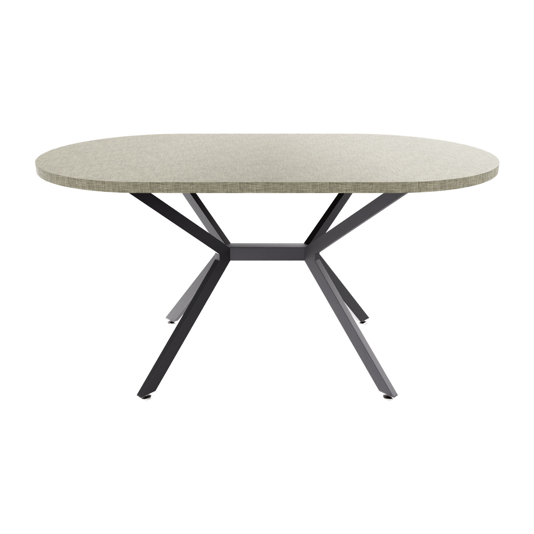 Marui Small - Tavolo da pranzo ovale 150x90 cm in Legno Testurizzato con Piede Centrale in metallo Ashi