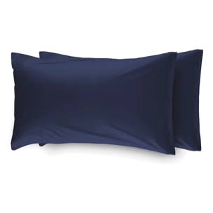 Coppia Federe Letto 100% Cotone Tinta Unita Blu Notte