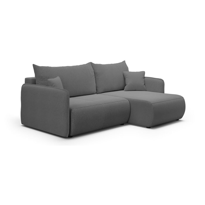 MILO - Canapé d'angle droit 4 places en tissu gris