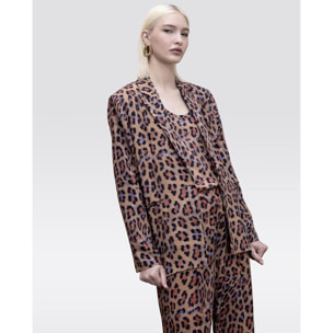 Blazer fluido e dritto con stampa animalier