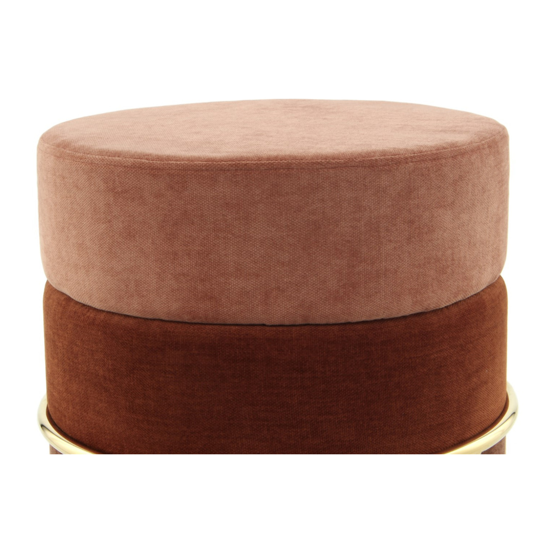 Pouf tondo Matilda 225 in velluto terra e oro