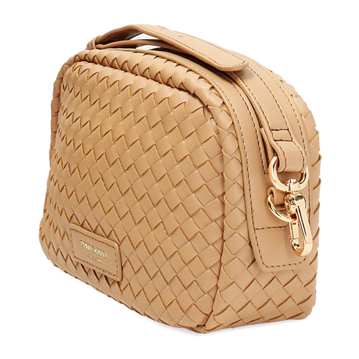 Mini bag donna beige intrecciata