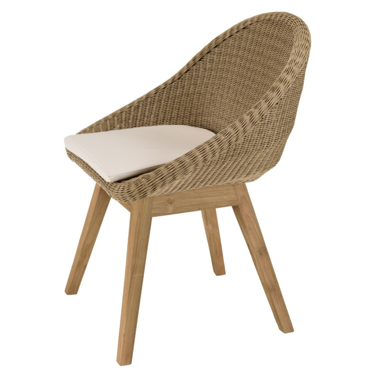 KALLY - Lot de 2 chaises jardin rotin synthétique avec coussin pieds évasés