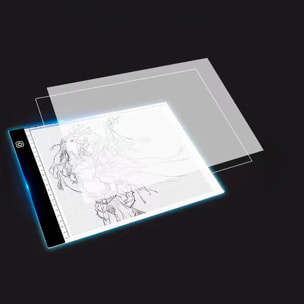 Tavola da disegno LED retroilluminata dimensione A3 con scala.