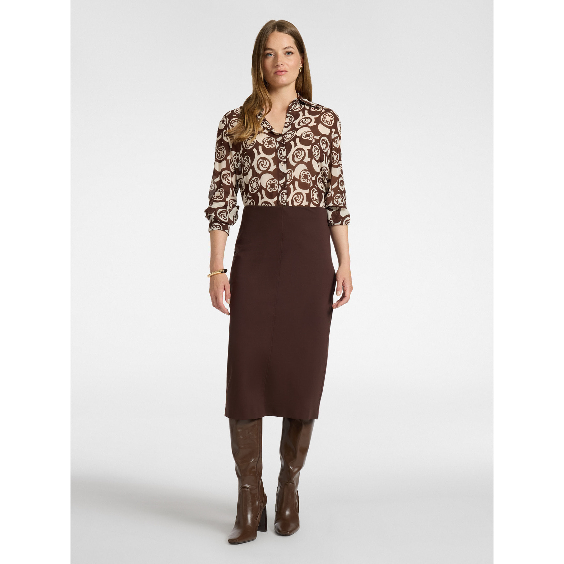 Elena Mirò - Camisa de viscosa estampada - Marrón