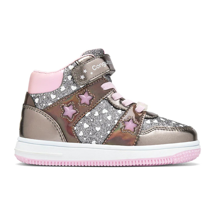 Zapatillas Altas De Luces De Niña Con Corazones