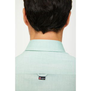 Camicia Uomo 1 Bottone Button Down Slim Cotone Unito Verde Chiaro