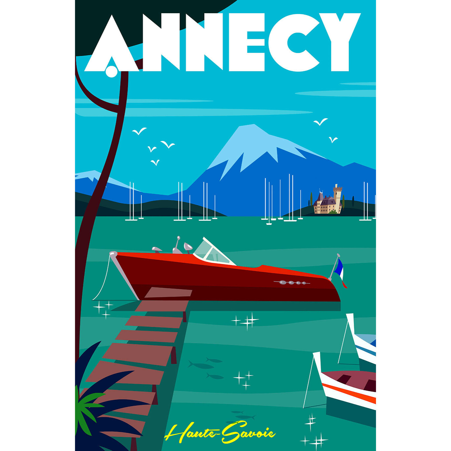 Tableau château et lac d' annecy Tableau alu Dibond