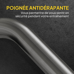 Ensemble d'haltères 25 kg total, barre d'haltère avec disques de poids 5 kg et 2,5 kg, barre longue, avec poignée antidérapante, exercices de fitness entraînement à la maison et gym, noir
