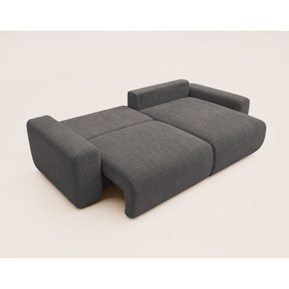 Constance - Canapé d'angle réversible 4 places convertible avec coffre en velours relief - Gris
