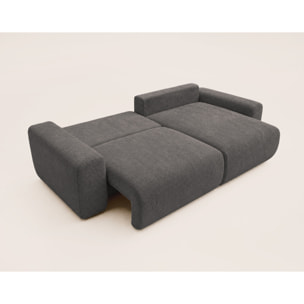 Constance - Canapé d'angle réversible 4 places convertible avec coffre en velours relief - Gris