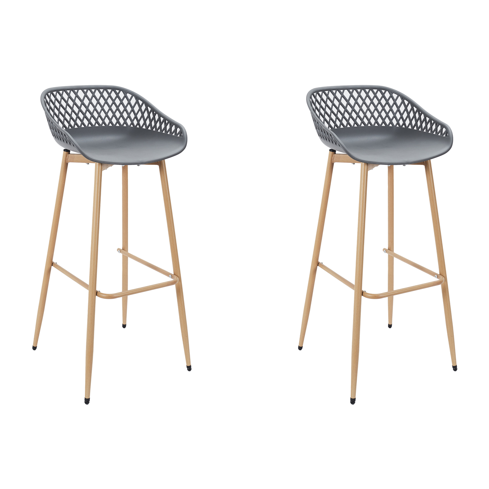 Tabouret De Bar Malaga Gris - Lot De 2