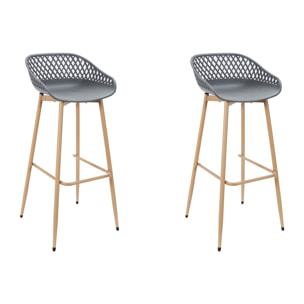 Tabouret De Bar Malaga Gris - Lot De 2