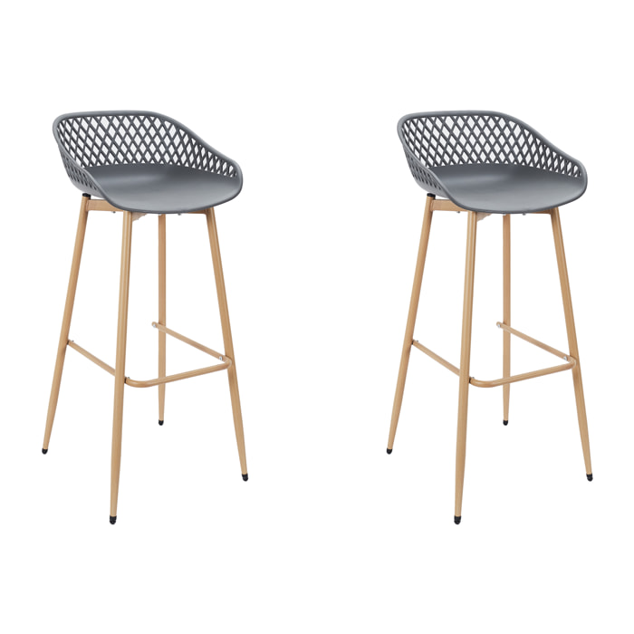 Tabouret De Bar Malaga Gris - Lot De 2
