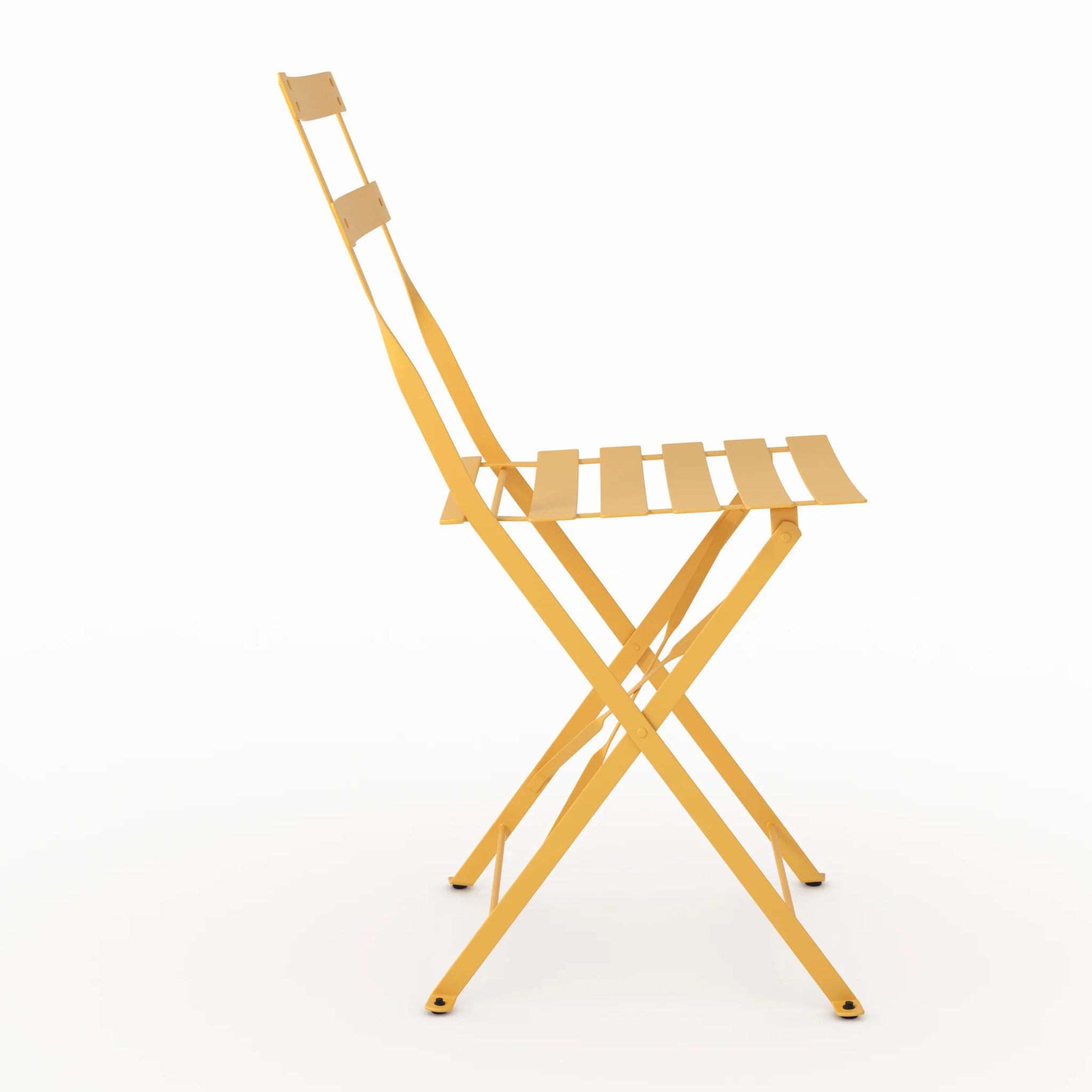 Lot de 2 chaises de jardin en métal jaune beurre, pliantes - Kayla