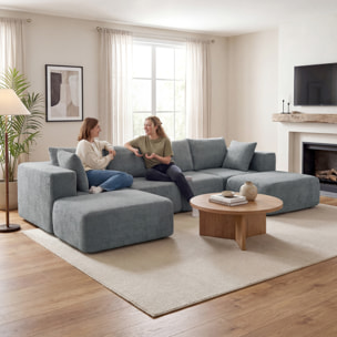 Sofá Modular en Forma de U, Sofá de Esquina Seccional de 4 Plazas con 2 Taburetes, Almohadas, Reposabrazos Anchos, sin Montaje, Asientos Amplios y Profundos, Tapizado en Terciopelo, Gris Oscuro