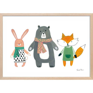 Affiche enfant copains de quartier  Affiche + cadre en bois - Chêne