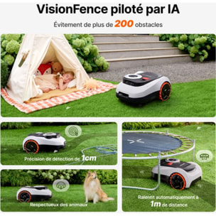 Robot tondeuse NAVIMOW i210 LiDAR - sans fil périphérique ni antenne, Pentes 45%, Cartographie auto, caméra, LiDAR, 1000m²