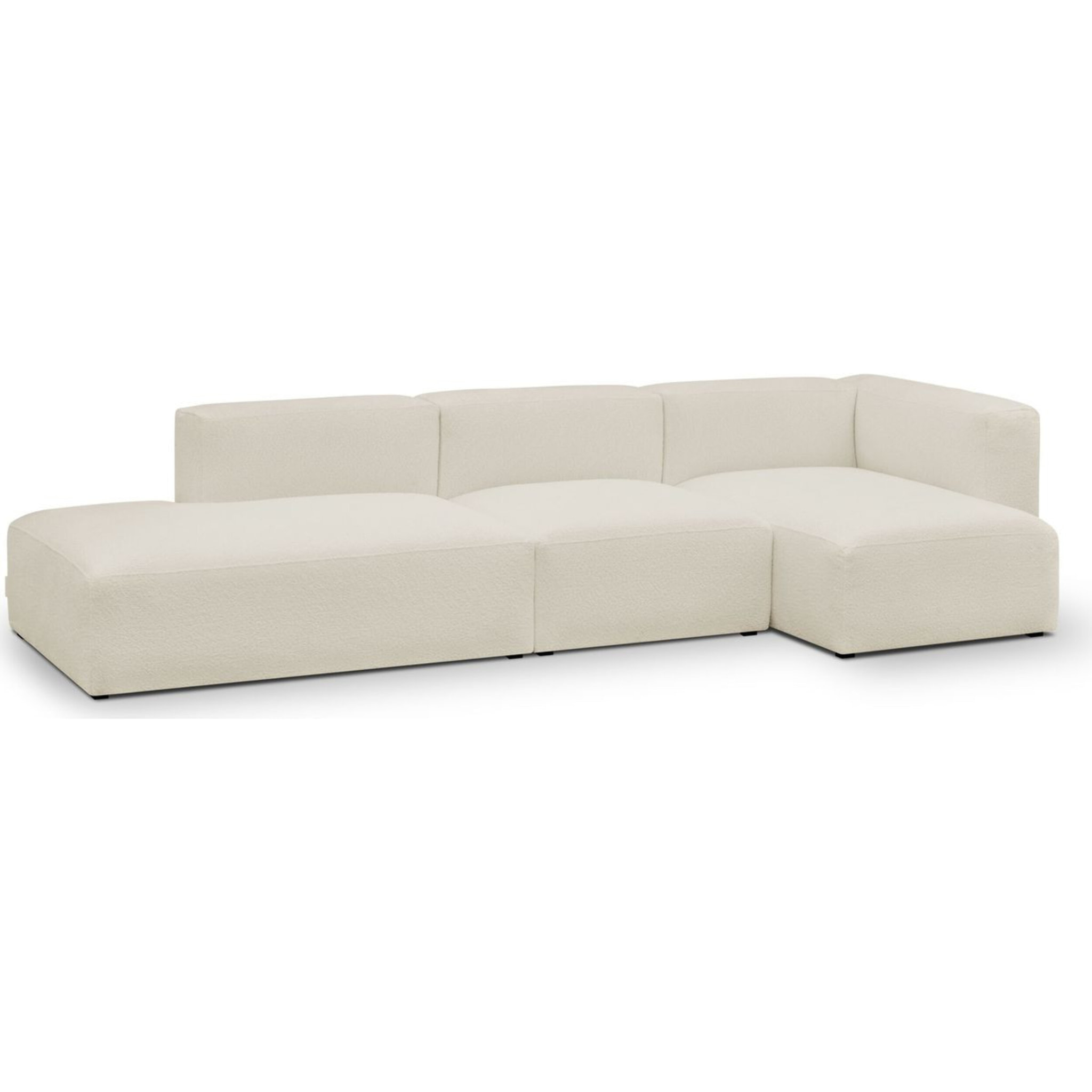Canapé d'angle à droite modulable 5 places en tissu bouclette - MODULO