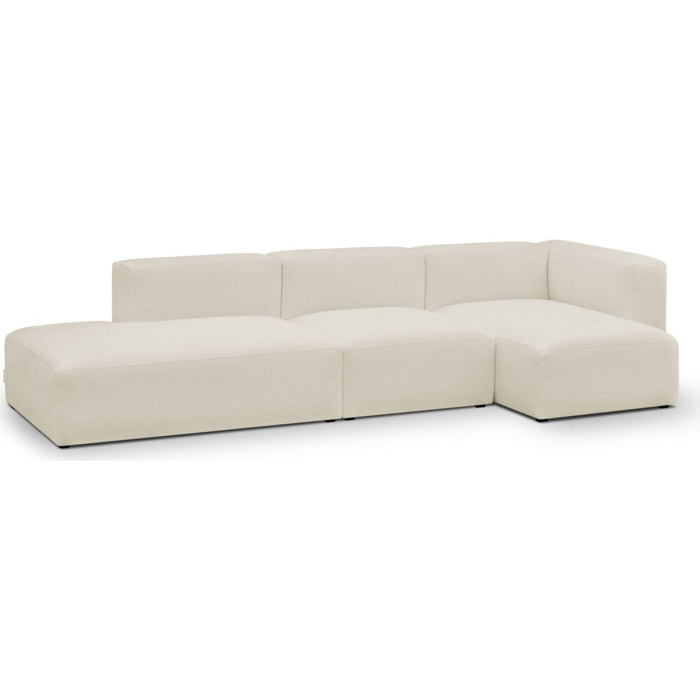 Canapé d'angle à droite modulable 5 places en tissu bouclette - MODULO