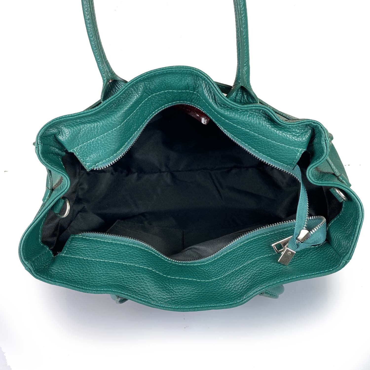 Borsa Donna in vera pelle Made in Italy colore Verde dimensioni cm 28 x 38 x 15