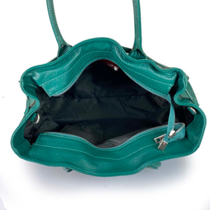 Borsa Donna in vera pelle Made in Italy colore Verde dimensioni cm 28 x 38 x 15