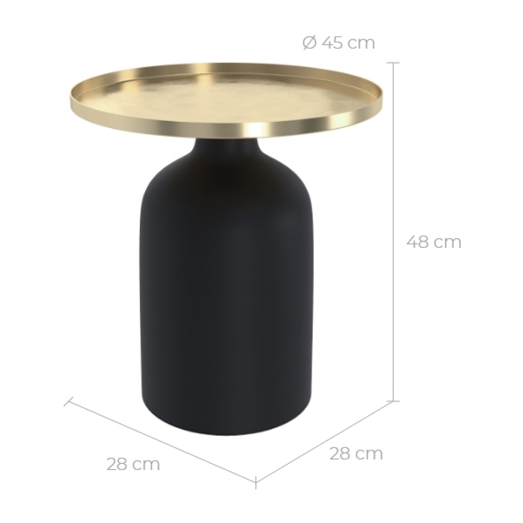 Table d'appoint ronde en métal noir et laiton D45 cm - Lyne