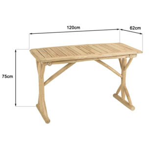 WILL - Bureau 120x60cm en branches de teck naturel