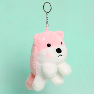 Peluche colgante extrasuave. Diseño Shiba Inu rosa. 18 cm.