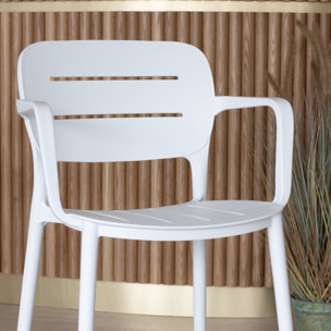 Lot de 4 fauteuils de table blanc en polypropylène SUNSET