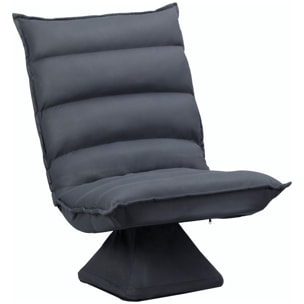 Fauteuil relax pivotant inclinaison réglable 5 niveaux tissu velours microfibre anthracite