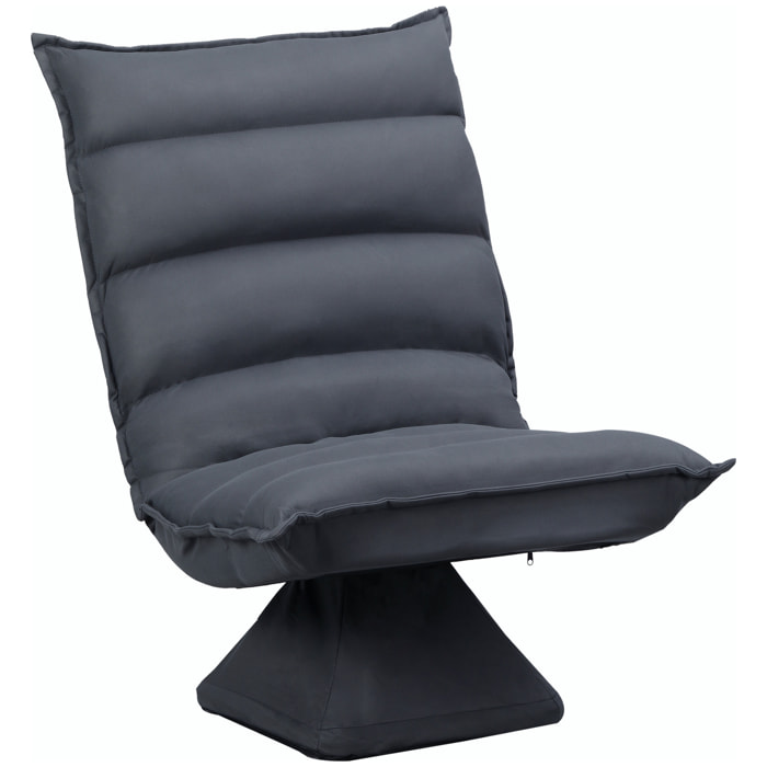 Fauteuil relax pivotant inclinaison réglable 5 niveaux tissu velours microfibre anthracite