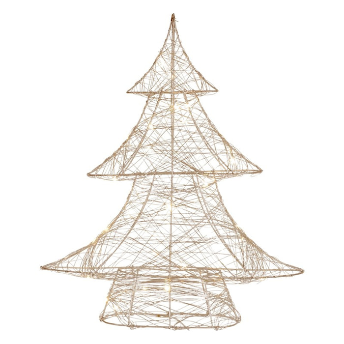 árbol decorativo luminoso color dorado con 60 micro led blanco cálidos 50x13x60cm