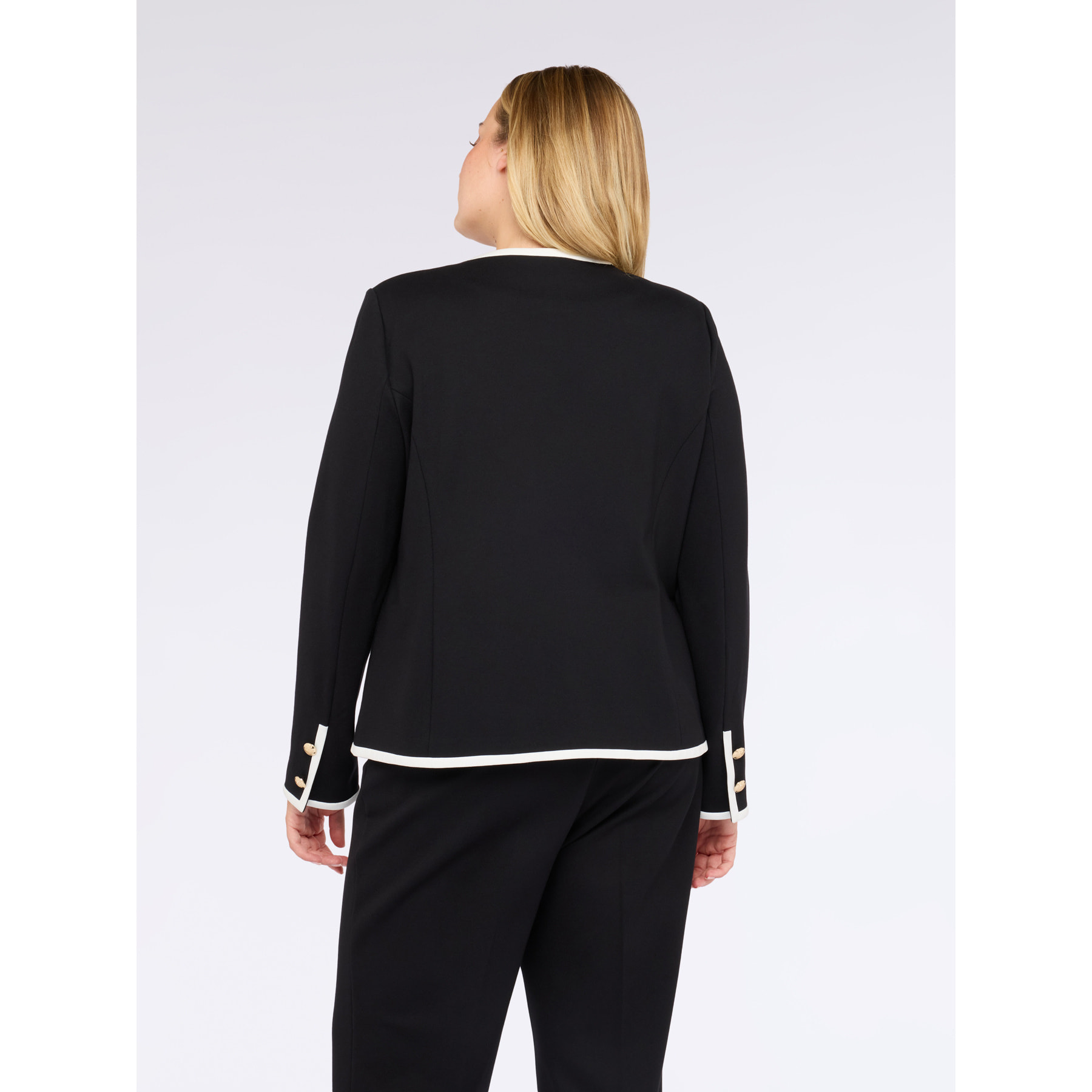 Fiorella Rubino - Chaqueta bon ton en Punto Milano - Negro