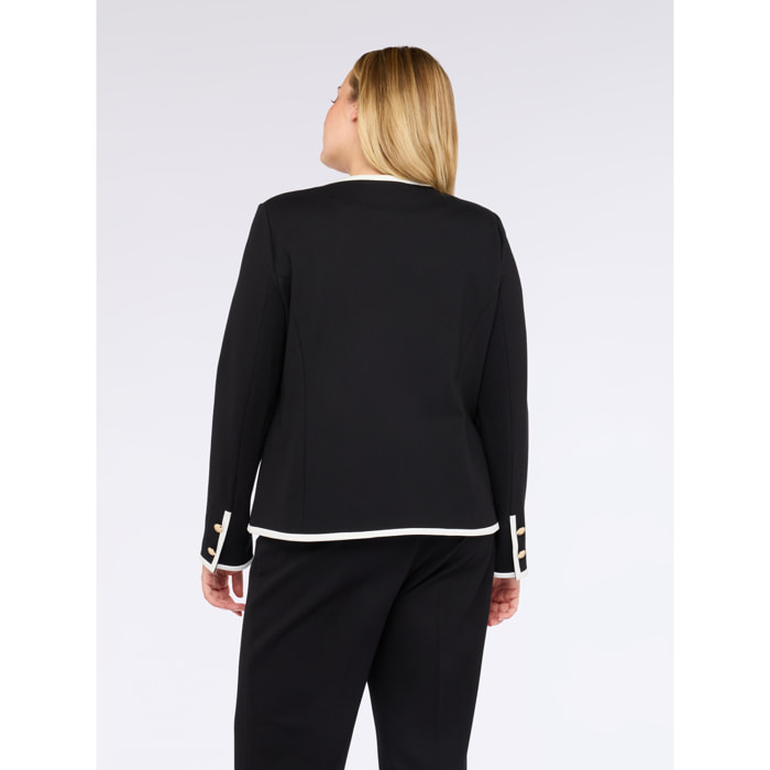 Fiorella Rubino - Chaqueta bon ton en Punto Milano - Negro
