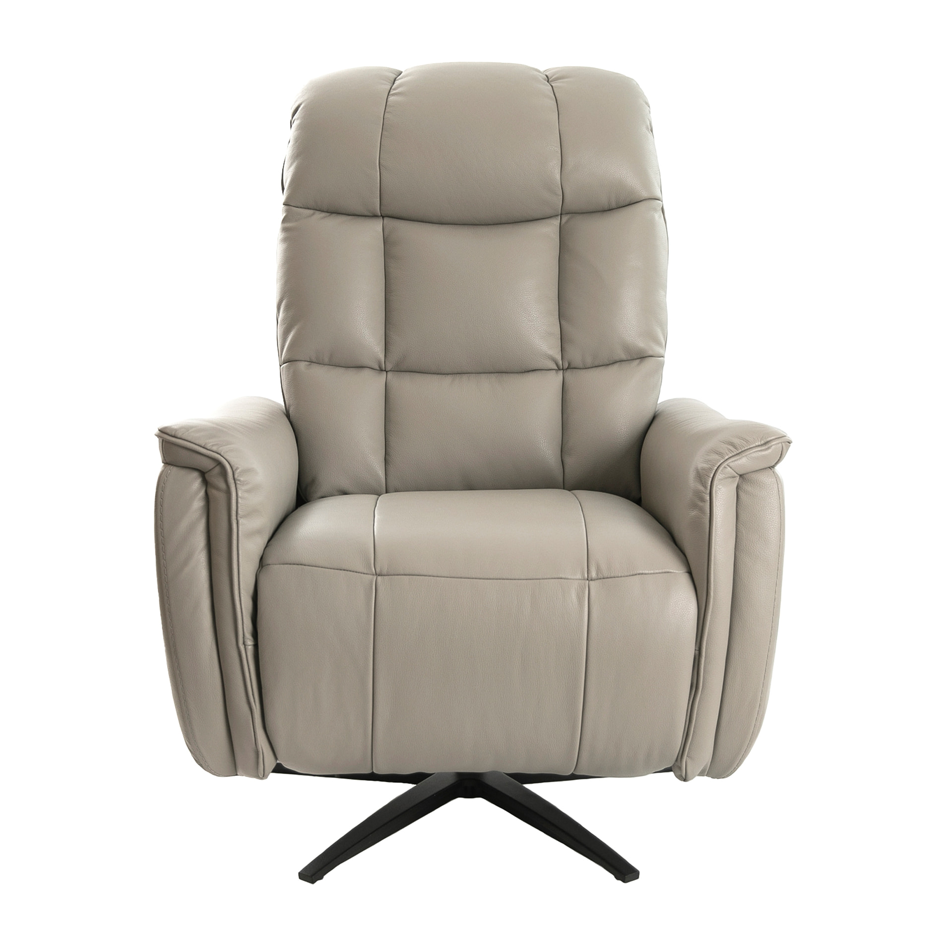 Sillón Angel Cerdá relax giratorio con reposabrazos con asiento y respaldo tapizados en piel de origen vacuno en gris patas de acero inoxidable en epoxi negro 85x80x106cm