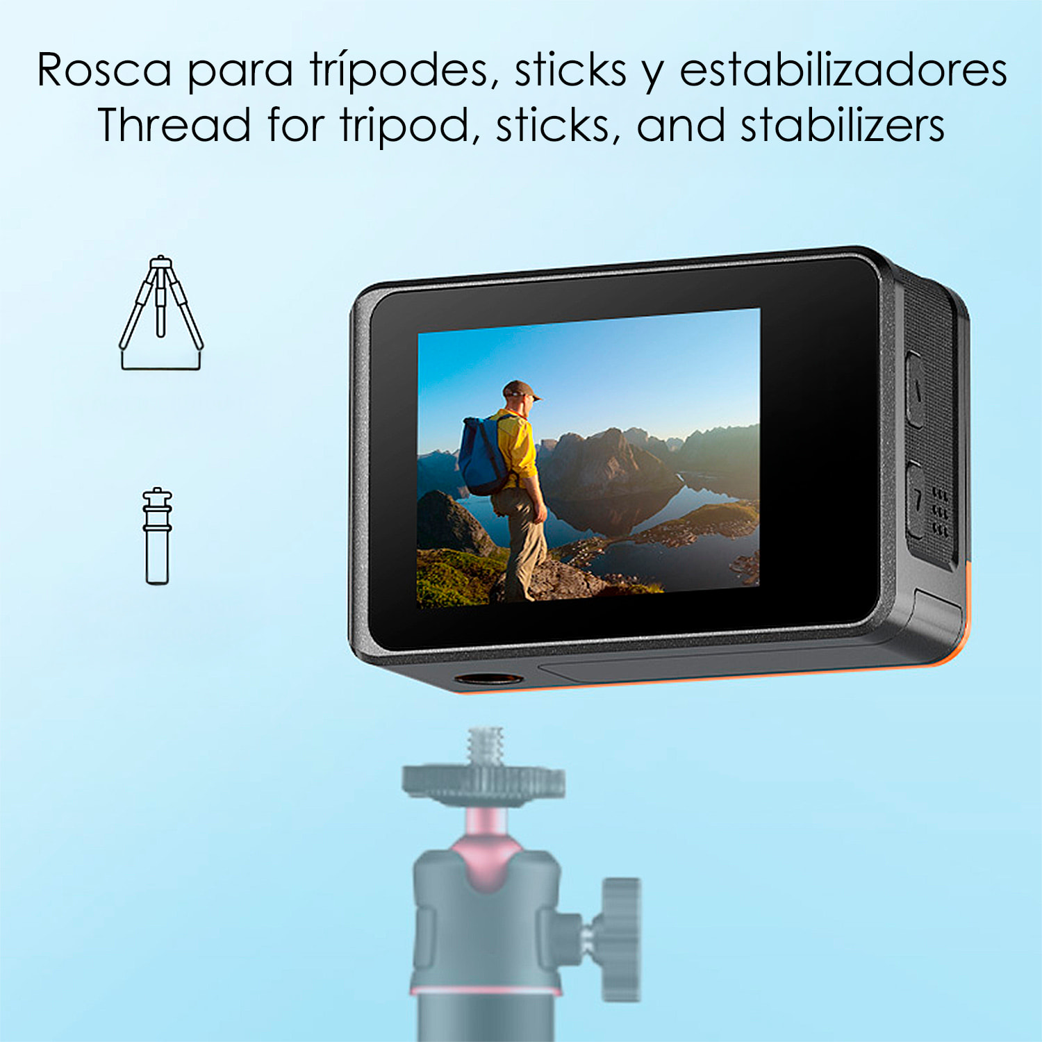 Cámara Deportiva M80 TR 4k 60fps con 29 mpx, doble pantalla de 2" y 1.3", estabilizador de imagen, multitud de accesorios, 6 filtros y WIFI.