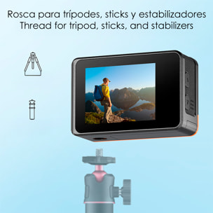 Cámara Deportiva M80 TR 4k 60fps con 29 mpx, doble pantalla de 2" y 1.3", estabilizador de imagen, multitud de accesorios, 6 filtros y WIFI.