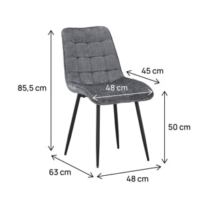 Chaise de salle a manger en tissu haut de gamme  "Yanis" - Lot de 4 - Gris