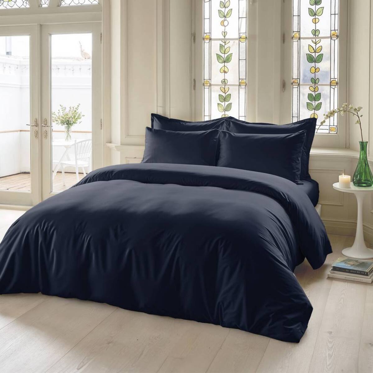 Housse de couette unie marine