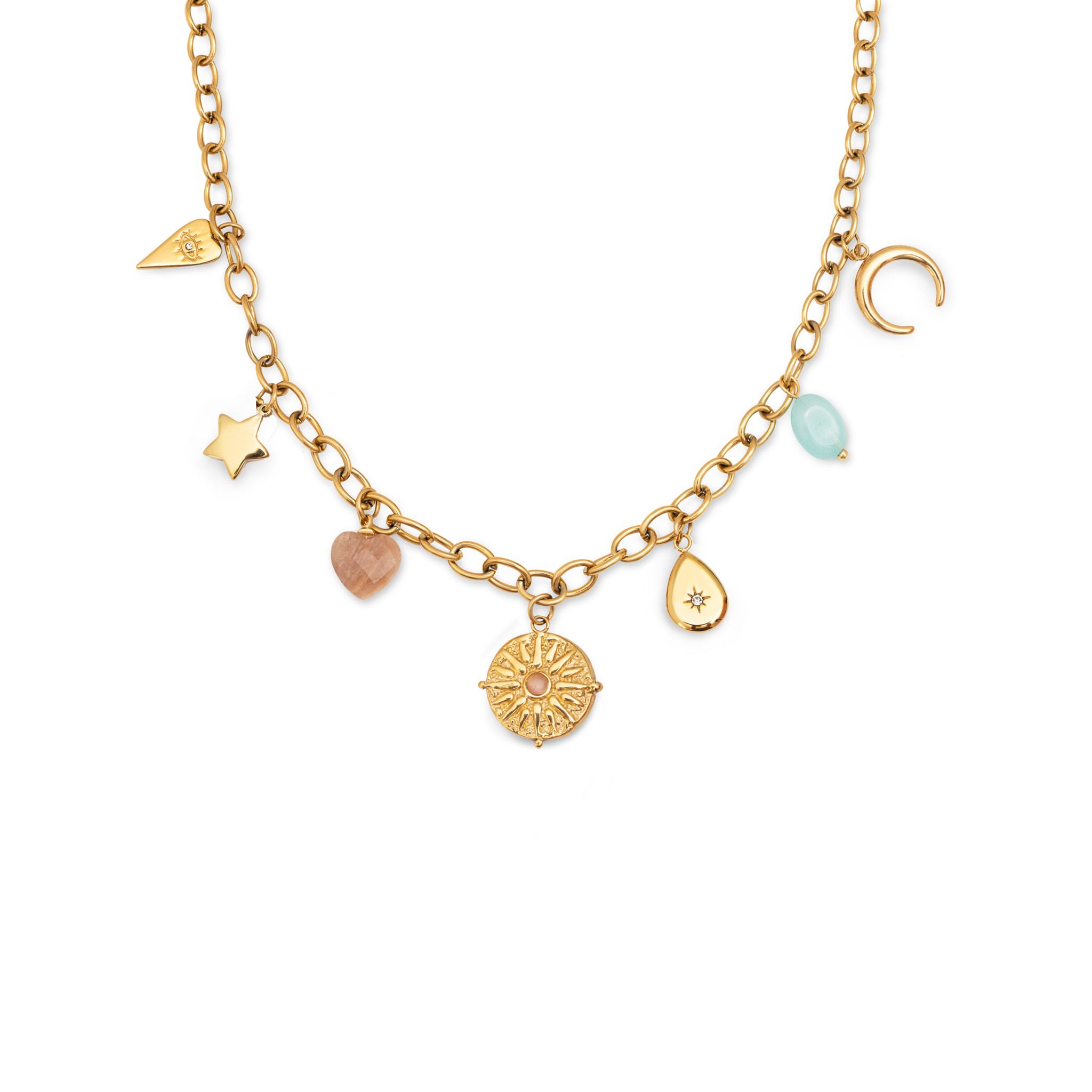 Collana Multicharms Soleil  in Acciaio Placcato Oro