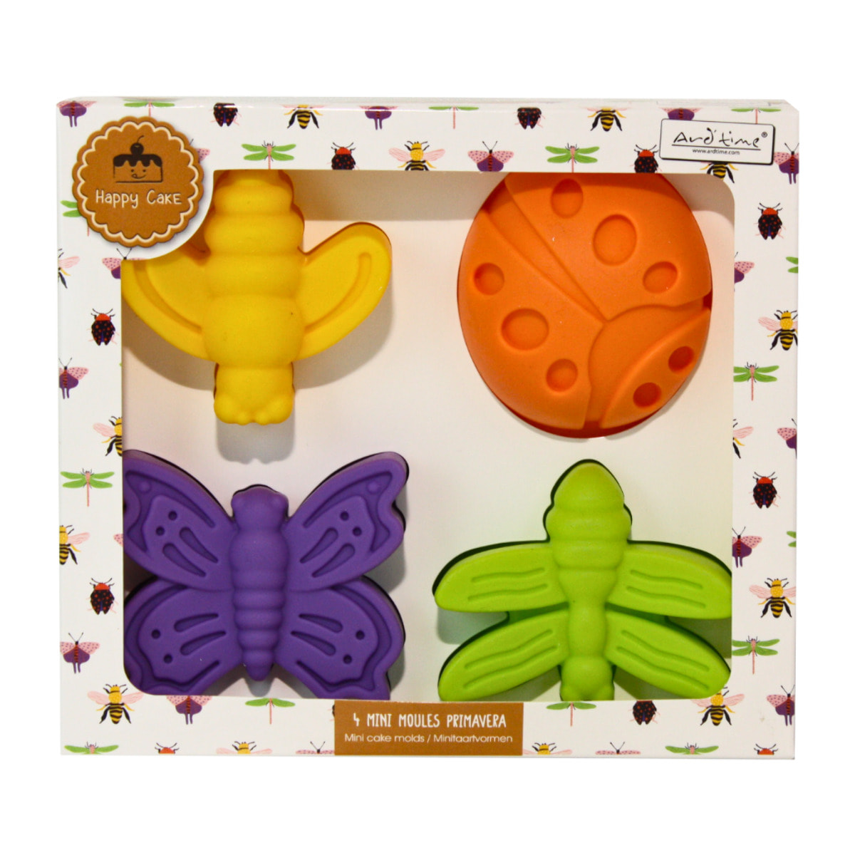 Lot de 4 mini moules en silicone forme insecte, Happy Cake