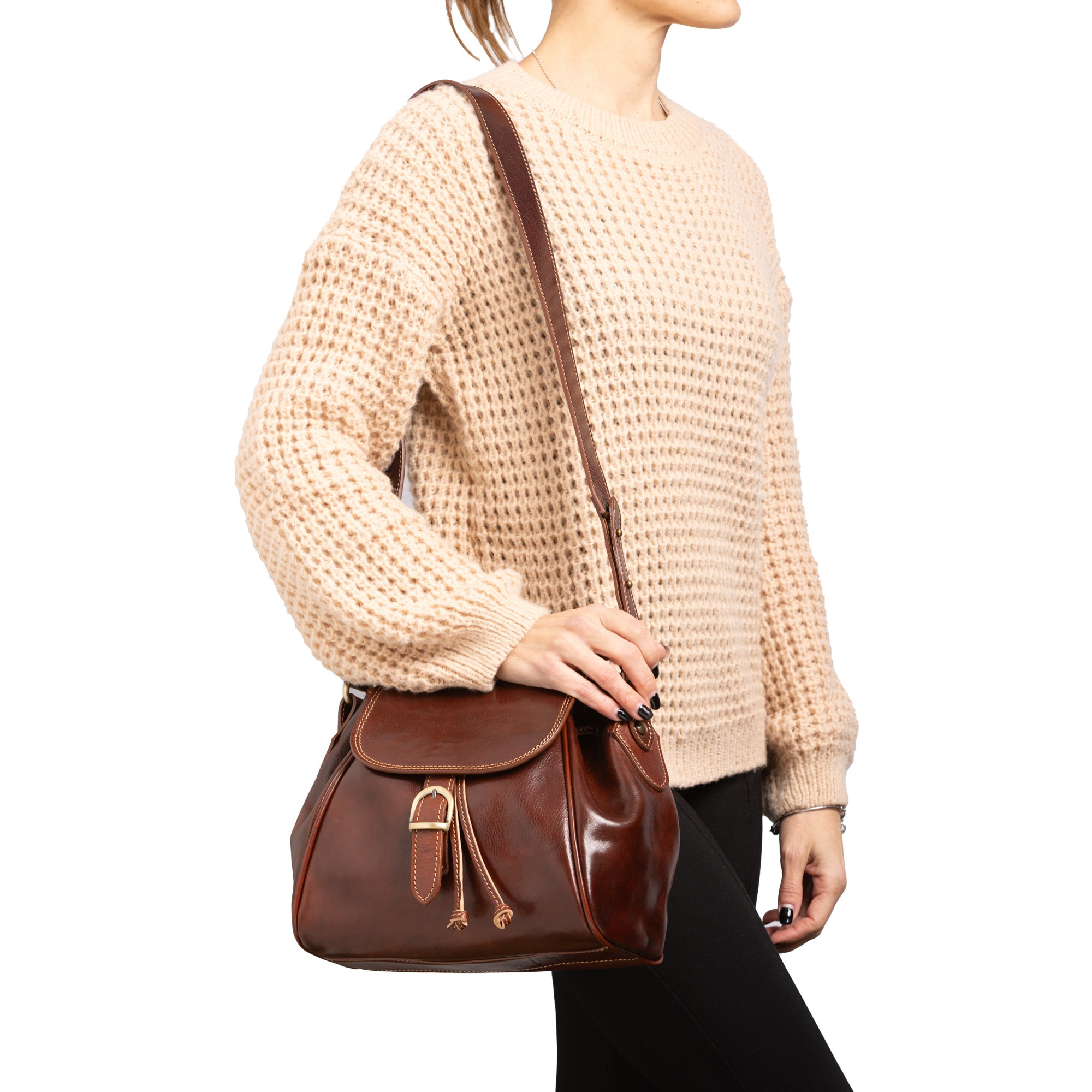 Borsa a secchiello  da donna In Vera pelle Made in Italy 24x24x14 cm