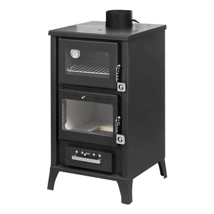 Marzia - Stufa a legna con forno 45x48,5xH91,5 cm, nero